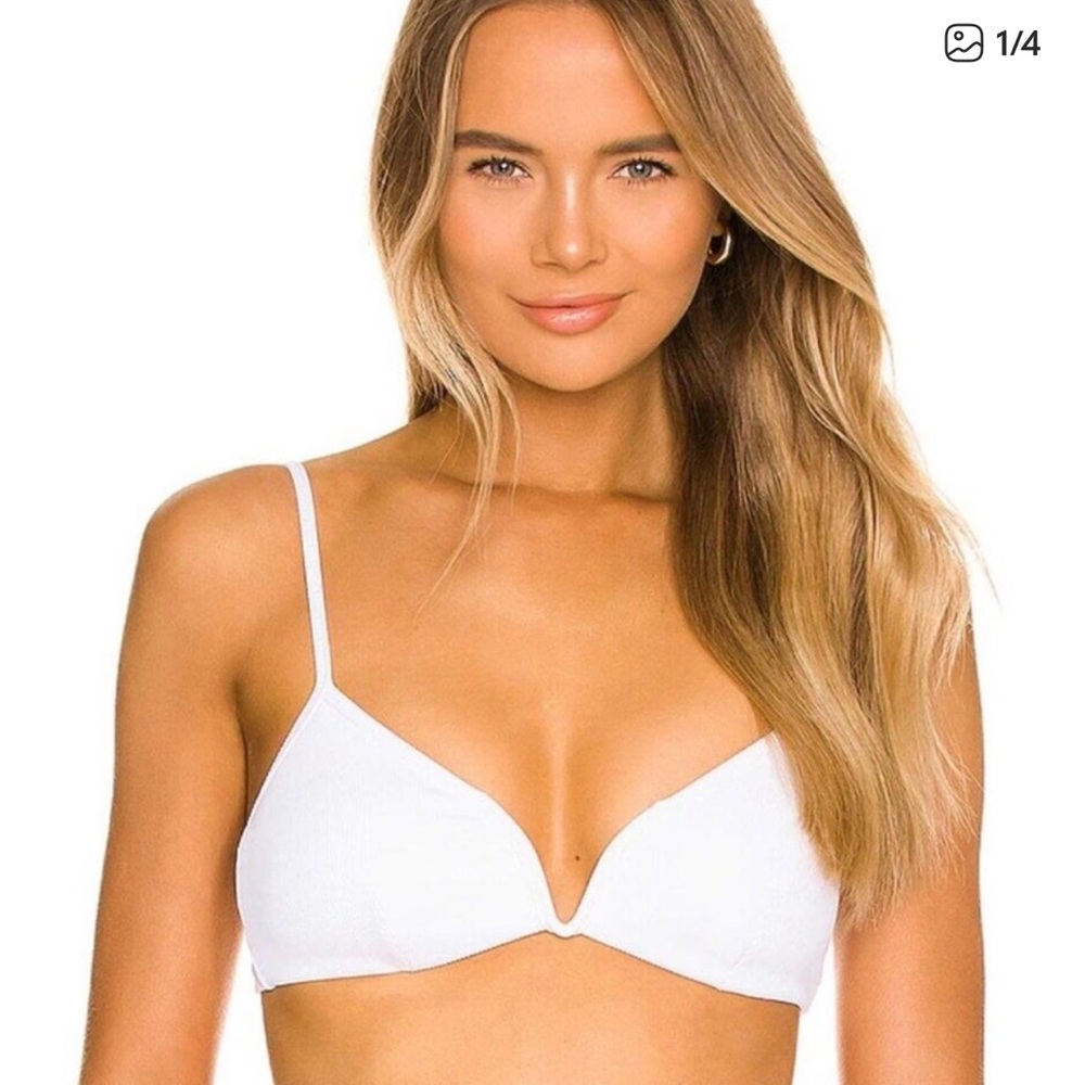 L*Space Ribbed Helena Bikini Top - White Large NWT